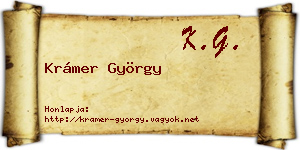 Krámer György névjegykártya